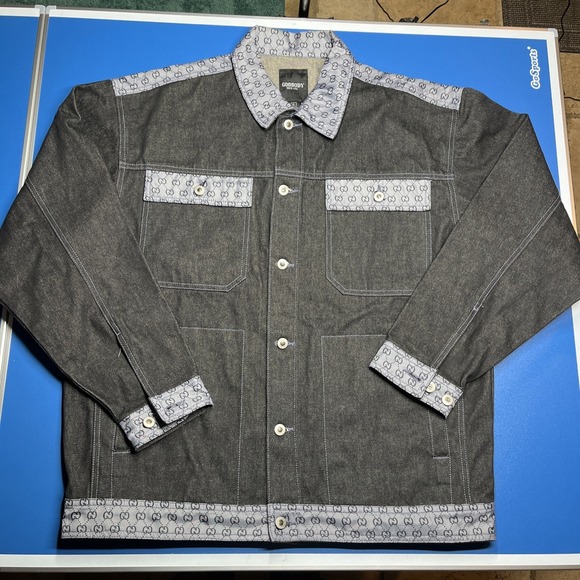 Rare Vintage GodBody GG Designer Monogram Streetwear Hip Hop Denim Jacket Sz XL‎ - Picture 1 of 14